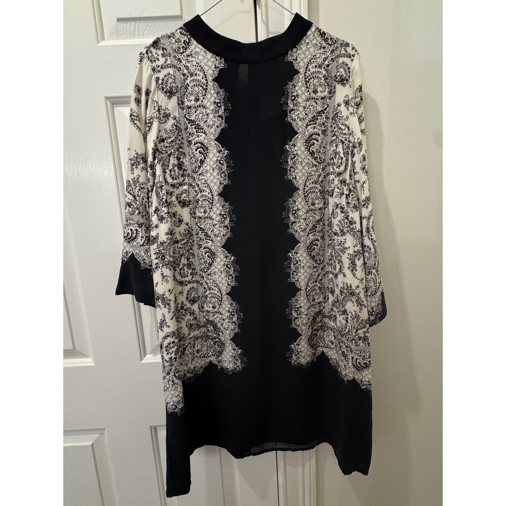 HM‎ Women Black White Paisley Print Shift Dress Size 14 0808732001 Viscose NEW